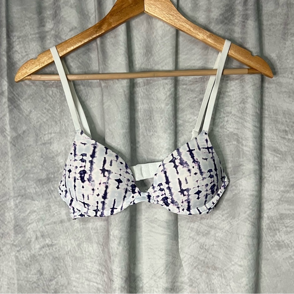 Junior’s SO Smooth Plunge Push-Up Tie-Dye Bra - Purple and White - 34A - Picture 7 of 11